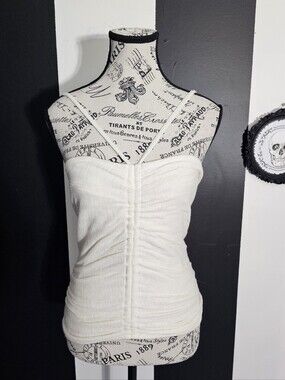 Anthropologie Cream Ruched Camisole Tank